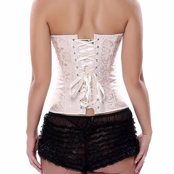 Sapubonva corsete și bustiers pentru femei de craciun sexy corselet satin overbust corset vintage din brocart verde, negru, alb ieftin