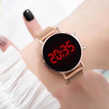 Femeile Touch Ecran ceas cu LED-uri Magnetice Centura de Plasă de sex Feminin Ceas Electronic Ceas Digital Ceasuri Relogio Feminino