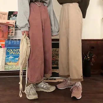 HOUZHOU Iarna Pantaloni de Catifea Femei Vrac Pantaloni Largi Picior coreeană Stil Vintage Palazzo Pantaloni pentru Femei Pantaloni pentru Femei