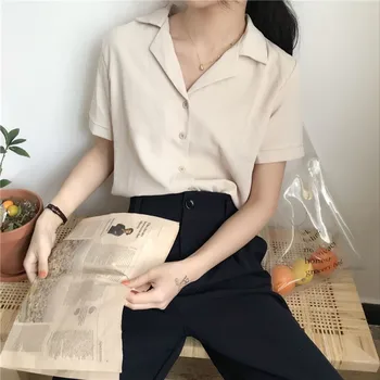 EFINNY Bluza de Culoare Solidă de piele de Căprioară Femei Camasa cu Maneca Lunga 2020 Primăvară Rever Doamnelor Bluza Streetwear