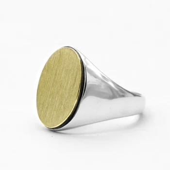 Argint 925 Barbati Inel de Aur de Culoare Oval Suprafață mat Inel de Epocă Design Simplu pentru Barbati Femei Iubitorii de Bijuterii de Moda