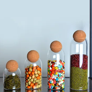 1600/1200/800/500ML Sticla Rezervor de Stocare de Bucatarie Sticlă Borosilicată de Sticlă Sigilat Cutii de Cereale Alimentare Recipient cu dop de Pluta