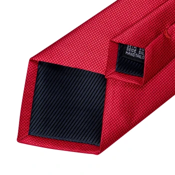 Moda 8cm Rosu Solid Barbati Cravata Matase Jacquard Țesute Nunta Cravată, Batistă Cuffinks Cravată Set Inel de Afaceri Cravată DiBanGu