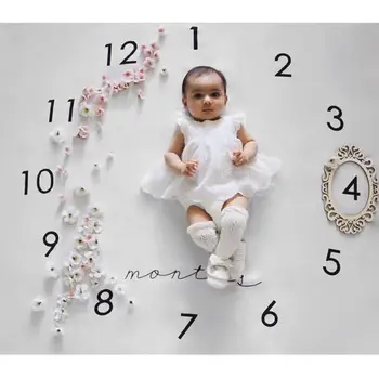 Meilenstein Fotografie Neugeborene Copilul Decke monatliche Blumen Zahlen Foto Prop