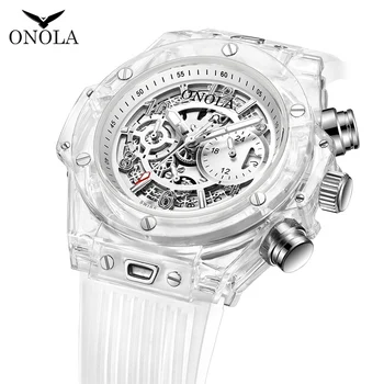 ONOLA Brand Transparent de Moda casual, omul Ceas 2019 Plastic alb luminos Cuarț femei unisex origine ceas de mână de sex masculin