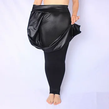 Femei PU Piele Jambiere Pantaloni Stretch Fleece Pantaloni Termici Pentru Iarnă în aer liber 2021 Moda Pantaloni Femei Plus Dimensiune