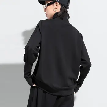 XITAO Tricou Negru de Moda Noua, Femeilor Neregulate Pulover Cutat Mici Proaspete 2020 Toamna Guler Minoritate Tee Top XJ5345