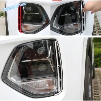 Lapetus Auto Styling Lumini de Ceață Față Lampă Pleoapa Spranceana Benzi de Acoperire Trim Fit Pentru Hyundai Santa Fe 2019 2020 ABS Rosu / Crom