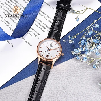 STARKING Ceasuri de Femei de Moda Ceas din Oțel Inoxidabil Automată Mechanial Ceasuri de mana Elegante, Feminine Ceas Negru Doamnelor Ceas