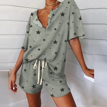 Femei Print Set Pijama de Vara Tie-Dye 2 Bucata Set pentru Femei Trening, Tricou, Costume pentru Femei Costume Casual 2020 V-neck Top