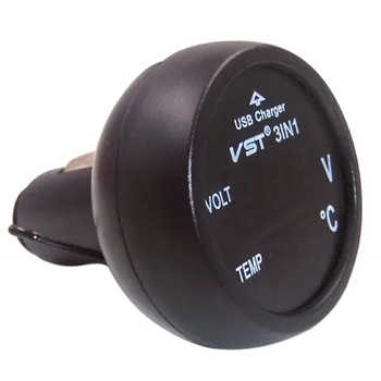 Noi 3 in 1 Digital cu LED-uri Voltmetru Auto, Termometru Auto Incarcator USB 12V/24V Contor de Temperatura Voltmetru Bricheta