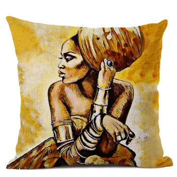 Decor De Artă Africană Pictură În Ulei Canapea Pernă Acoperă Africa Femeile Expresia Lenjerie De Pat Din Bumbac Perna Acoperi Masina Perne