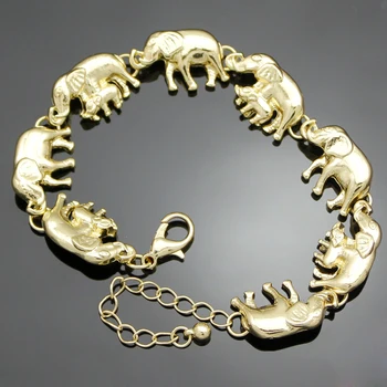 Elefant African Copil Hindus Ganesh Farmece Link-Ul Lanț Șirag De Mărgele Mici Drăguț Brățară Brățară Bijuterii Noi Din Aur Placat Cu Argint Trendy Unisex