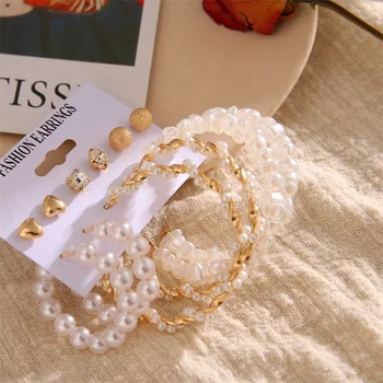 FNIO Boem Tassel Cercei cu Perle Pentru Femei Cerc Cercei Set Acrilic Legăna Cercei Picătură 2020 Nou Brincos Moda Bijuterii