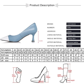 VAIR MUDO Femei Pompe Tocuri Înalte de Moda 2020 Primăvară Nouă de Piele Superficial Gura Piele Culoare-bloc Square Toe Pantofi D33L