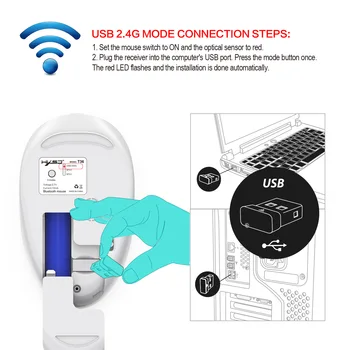 2021 Bluetooth 5.0/3.0 Mouse Wireless Trei Modul USB Bluetooth Mouse-ul fără Fir Tăcut Soareci pentru Laptop Mac Reîncărcabilă Mouse-ul