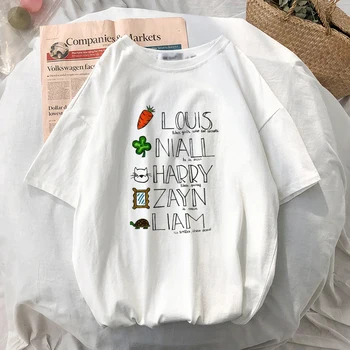 Harajuku-O Direcție Tricou Kawaii Stil coreean Haine Bine Linia de Sus Harry Styles Graphic Tee Louis Tomlinson Femme T-shirt