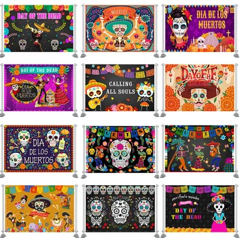 Ziua Morților Fundal pentru Fiesta Mexican Craniu Florale Fotografie Fundal Moartea Model Petrecerea de Ziua Photobooth