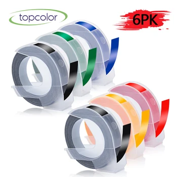 Topcolor 6PK Compatibil Dymo Filtru de Relief 3D Eticheta Banda de 9 mm pentru Dymo Manual de Etichetare mașină de Scris Maxi 1755 Motex E-202 E-303