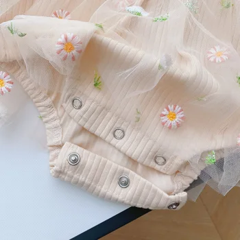 Copil nou-născut Fete Haine Lace Bodysuit Niveluri de Flori Tutu Bumbac Maneca Lunga Mozaic Tinutele Casual 0-18M