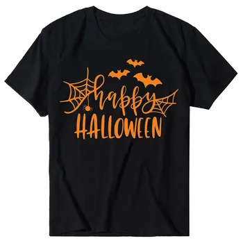 2020 Topuri Femeile Halloween Tricou Filtrul O-neck T-shirt-uri Cu Fata Acopere Maneci Scurte Tipărite Blusas оверсайз футболка