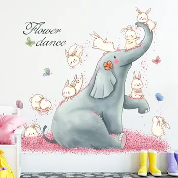 Mare Elefant de Desene animate Iepure Autocolante de Perete pentru camere de Copii de Grădiniță Dormitor Decor de Perete de Vinil PVC Decalcomanii de Perete pentru Decor Acasă