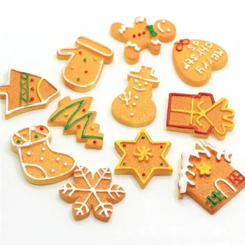 10buc Cookie-uri de Crăciun om de Zăpadă Spate Plat Cabochon Rasina Fals Biscuiți Telefon Decor Meserii DIY Accesorii Scrapbooking