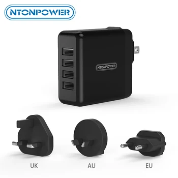 NTONPOWER 4 USB Universal Încărcător de Telefon Mobil de Călătorie Adaptor UK/eu/AU/NE-34W USB Încărcător de Perete pentru Tableta/iPhone/Telefon Android
