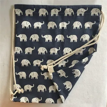 YILE NOU Manual Bleumarin Lenjerie de pat din Bumbac Cordon Rucsac de Călătorie Elev Geanta cu cărți Tipărite Elefant B418