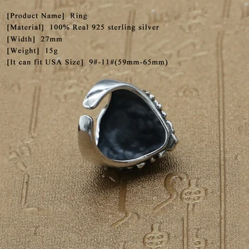 Inel reglabil Reale 925 de Bijuterii de Argint bărbați femei de moda de Epocă Animal Leu Deschidere Inel 2018 accesorii R88
