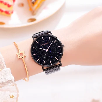 2019 Femei Ceasuri Cer Stele de Moda de Lux din Oțel Inoxidabil, Metal Doamnelor Magnet Ceasuri Femei Cuarț Ceas de mână reloj mujer
