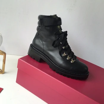 Pantofi pentru femei din Piele Glezna Cizme Branduri de Designer Martens Cizme pentru Femei Casual Dantela-Up Cizme Motocicleta Pantofi de Iarna