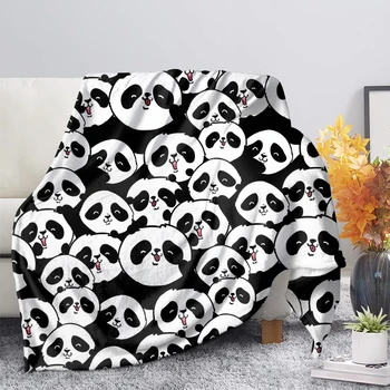 HUGSIDEA Super Moale Pătură de Călătorie Panda Minunat Tipărite Flanel Pătură de Lână pentru Femei, Copii Scaun Canapea lenjerie de Pat Pătură