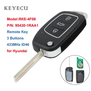 Keyecu la Distanță Cheie Telecomanda 3 Butoane 433MHz ID46 pentru Hyundai Accent 2013 2004, Model:RKE-4F08, P/N: 95430-1RAA1