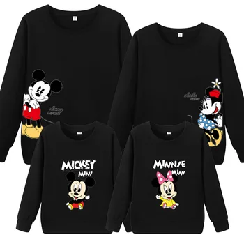 Disney Primăvara și Toamna Mickey Minnie Familie Imprimare Purta Familie Plină de Bumbac Pulover Casual Tricou Familie Haine de Potrivire