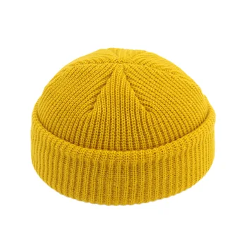 Tricotate Casual Beanie coreean Toamna și Iarna Cupluri de Lână Pălărie Beanie Pepene galben Pălărie din Piele pentru Bărbați Cald cu Glugă Femei Pălărie