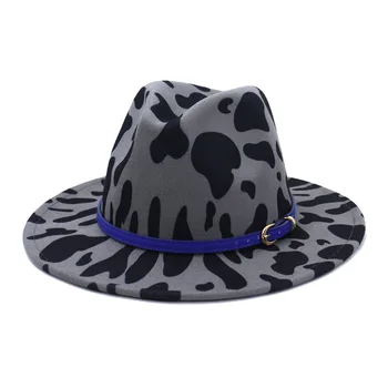 Britanic Clasic Femei Bărbați Elegant De Imprimare De Vacă Fedora Pălărie Toamna Iarna Bumbac Jazz Panama En-Gros Toamna Iarna Pălărie