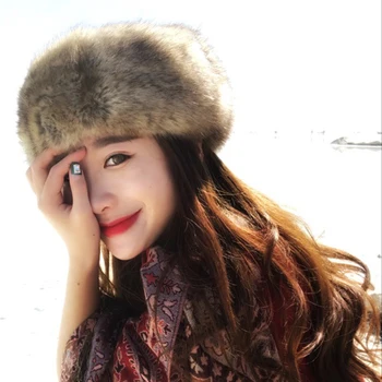 Moda Pufos Faux Blana de Vulpe pentru Femei Pălărie de Iarnă de Schi Capul Ureche Cald Capac nou
