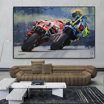 Casa moderna Tinuta Acuarele Ulei de Printuri Valentino Rossies Poster Motocicleta Panza Pictura Arta de Perete Imaginile pentru Camera de zi