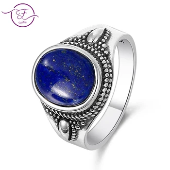 Argint 925, bărbați și femei, bijuterii retro inel 8x10MM lapis lazuli & dragon purpuriu cristal bijuterie ovală cadou de petrecere