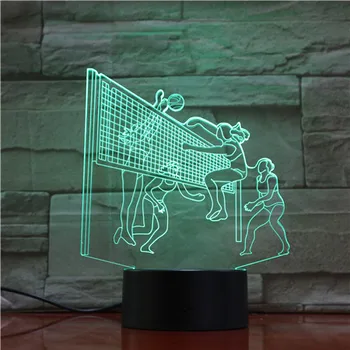 3D Lampa de Sport Volei 7 Culori cu Telecomanda cu Baterii Atmosfera Personalizate, Decor pentru Camera Lumina de Noapte Led Lampă