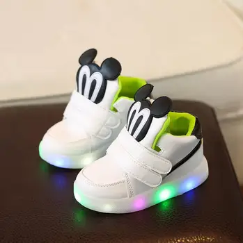 Copii Pantofi Casual Cu Lumina LED-uri Fete Baieti Adidasi 2020 Primăvară desen Animat Mouse-ul Luminat Pantofi Sport de Moda Luminos Cizme