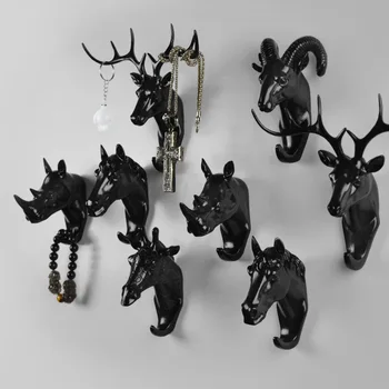 ASFULL culoare negru/alb/aur cap de animal cârlig rasina de artizanat cheie/pac/haine gheare de animale 3D Murale decorative cârlig ornament cuier