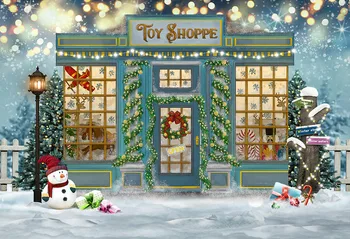 Avezano Crăciun Fotografie De Fundal Jucărie Shoppe Fulg De Nea, Om De Zăpadă Lumina Portret Copil Decor Fundal Studio Foto Photophone