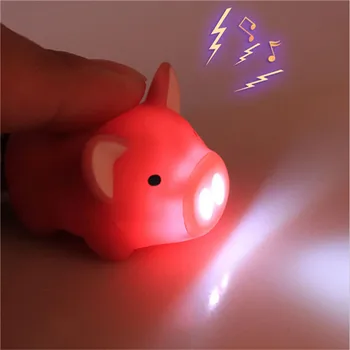 Noutatea led lumina de noapte drăguț de porc led, breloc lanterna sunet inele copii Creative jucarii de porc desen animat de sunet de lumină pentru copiii lumina