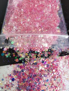 Holo-Bijuterie Indesata Glitter Mix, uscător de rufe Sclipici 12 culori Irizate Inima, Stele, Luna Confetti, Sclipici Unghii-50grams
