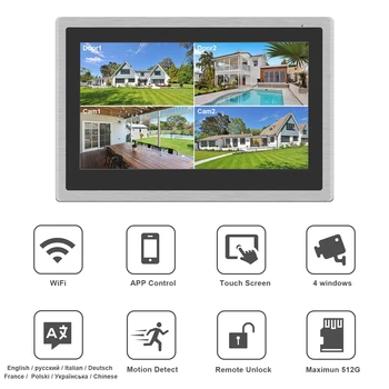 HomeFong WiFi Interfon Wireless Video Ușa de Telefon pentru Apartament 2 Monitor de 10 inch Touch Ecran 1080P Sonerie Telefon Inteligent de Control