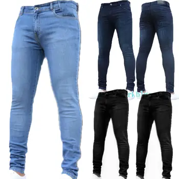 2020 Moda Furtun Super Stretch Skinny Slim Fit Jeans Pantaloni de creion se potrivesc streetwear talie mare, solid Casual Mens