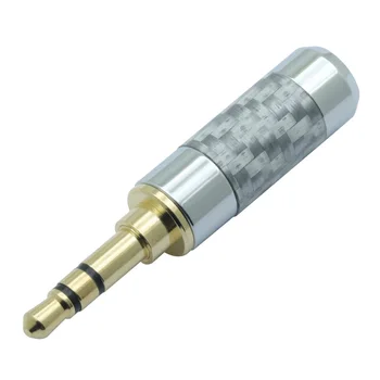 12pcs Fibra de Carbon Adaptor Audio Jack 3.5 mm 3 Pol Masculin Stereo Plug Placat cu Aur de Sârmă de Lipire Conector pentru cablu 6mm
