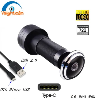 1080P de Tip C OTG Micro USB Vizeta Ușii aparat de Fotografiat USB 2.0 1.78 mm Obiectiv cu Unghi Larg Mini Fisheye Gaura Ușii Ochi Camera de Securitate